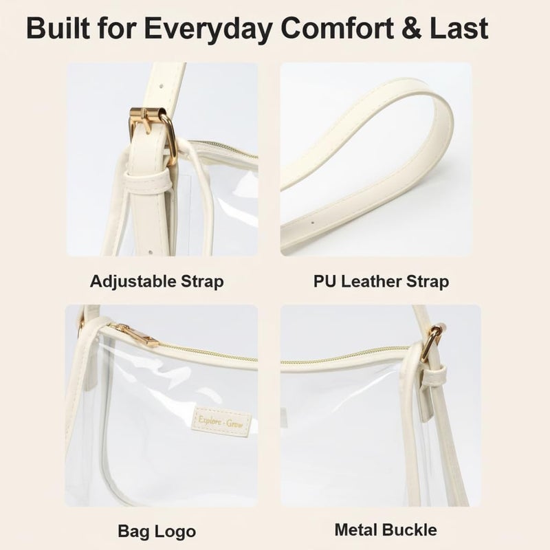 Packism Clear Shoulder Bag 9x6x3 - Clear Bag for Stadium Events for Women Short Strap, Perfect for Sport Event Concert Daily - Image 5